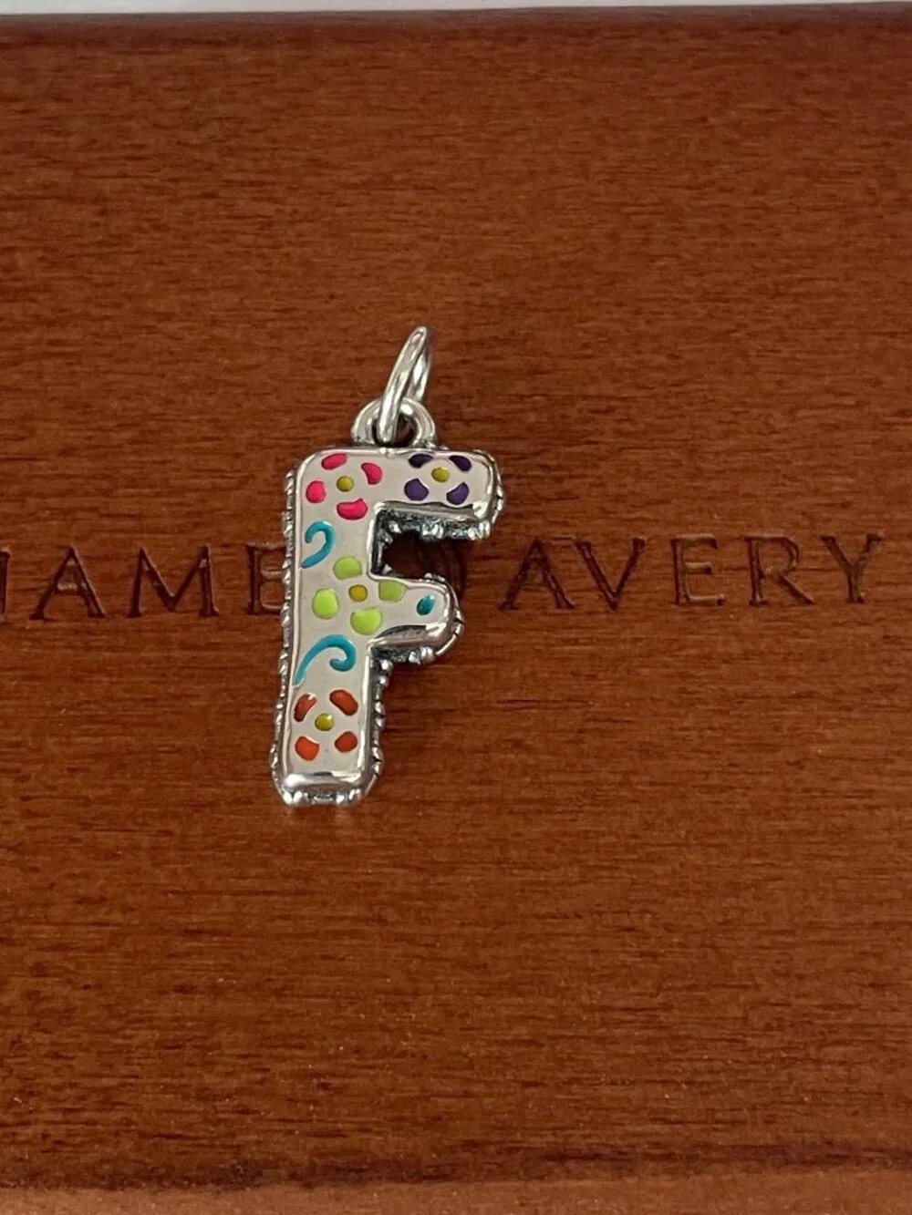 James Avery Enamel Consuela Floral Initial Charm